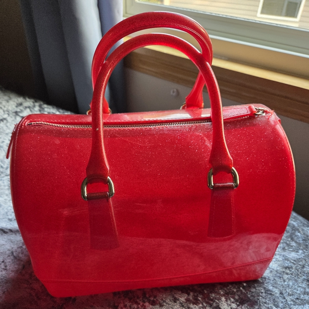 Red Women's Jelly Tote Bag - Stylish Clear Handbag